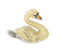 British Wildlife Saturno Sterling Silver & Enamel Small Swan Bird Figurine