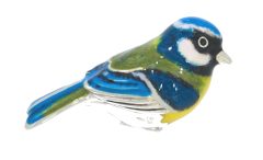 British Wildlife Saturno Sterling Silver & Enamel Medium Blue Tit Garden Bird Figurine