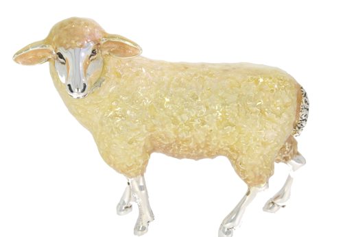 British Wildlife Saturno Sterling Silver & Enamel Sheep Large Animal Countryside Figurine