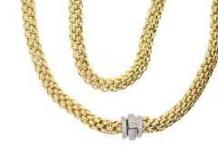 Necklaces Sterling Silver & 18ct Gold Plate Rope Effect Necklace with CZ Rondels