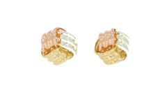 Diamond & Gold Jewellery 9ct Yellow/Rose/White Gold Wool Knot Design Fluted Design Earrings
