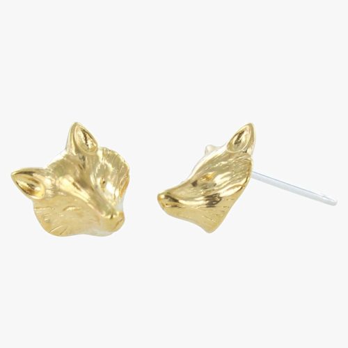 Earrings Fox Mask Sterling Silver Stud Earrings  18ct Gold Vermeil Plated