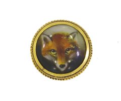 Brooches Enamelled wily fox head Signed W Essex 1863 set in 15ct