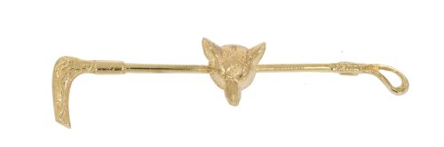 Brooches 9ct Yellow Gold Fox & Crop Bar Brooch Equestrian Secondhand