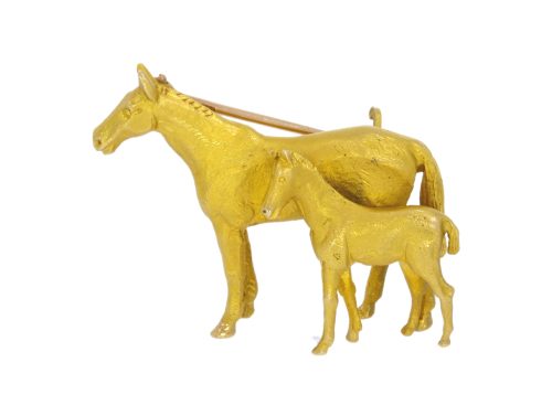 Brooches Alabaster & Wilson Mare & Foal Brooch 9ct Y/Gold Equestrian Secondhand