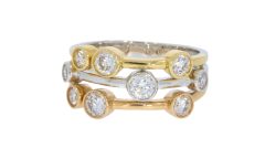 Diamond & Gold Jewellery 18ct Y/W/R Gold 1ct Diamond Rub Over Set Bubble Ring