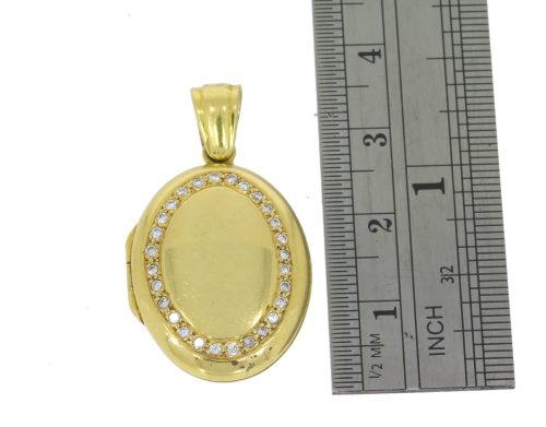 Diamond & Gold Jewellery 18ct Yellow Gold & Diamond Oval Locket & Chain Secondhand