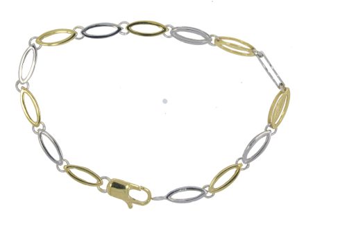 Bracelets 9ct Yellow & White Gold Double Sided Lozenge Shape Design Bracelet