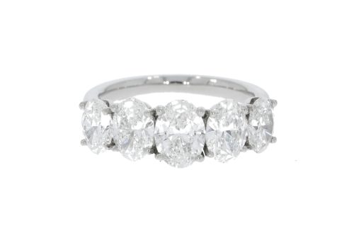 Diamond & Gold Jewellery Platinum 2ct 84pts Oval Five Stone Diamond Ring GIA Certificated