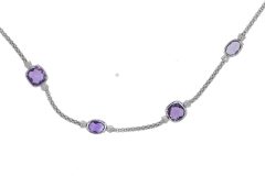 Necklaces Sterling Silver Gemstone Amethyst Stone Necklace