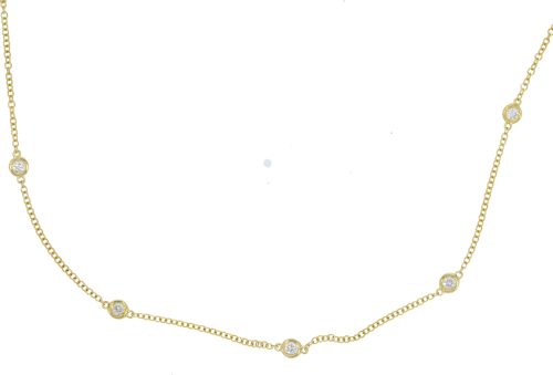 Diamond & Gold Jewellery 9ct Yellow Gold 50pts Spectacle Set Brilliant Cut Diamond Necklace