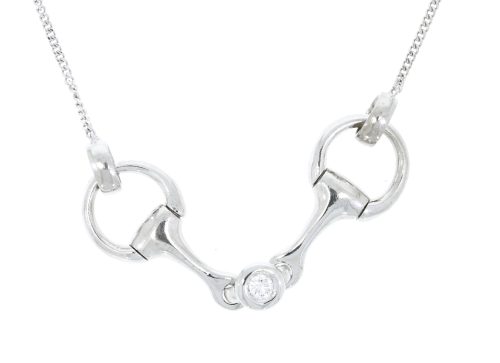 Equestrian Jewellery Collection 9ct White Gold Diamond Snaffle Bit Equestrian Necklace/Pendant