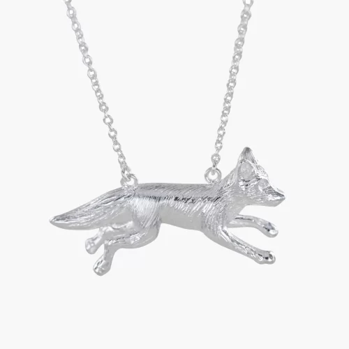Equestrian Jewellery Collection Running Fox Sterling Silver Necklace Countryside
