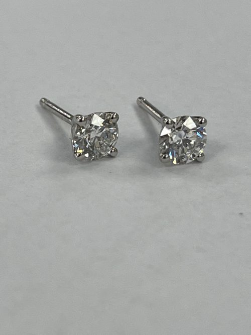 Diamond & Gold Jewellery Platinum GIA Certificated 1ct Brilliant Cut Diamond Stud Earrings