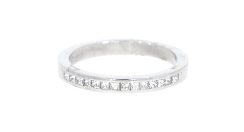 Diamond & Gold Jewellery Princess Cut 30pts Diamond Platinum Half Eternity Band Ring Secondhand