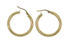 Diamond & Gold Jewellery 9ct Yellow Gold Plain Tube Hoop Earrings