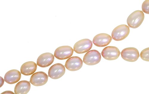 Diamond & Gold Jewellery Natural Peach Rice Row 9-10mm Pearls with 9ct Clasp
