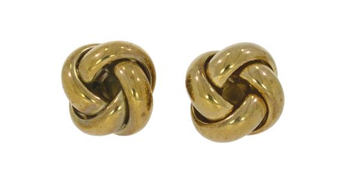 Diamond & Gold Jewellery 9ct Yellow Gold Large Polished Wool Knot Earrings Secondhand