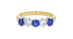 Diamond & Gold Jewellery 18ct Five Stone Diamond & Sapphire Eternity Ring
