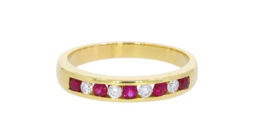Diamond & Gold Jewellery 18ct Yellow Gold Diamond & Ruby Nine Stone Eternity Ring
