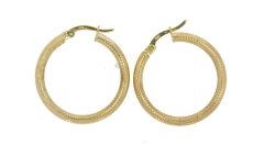 Diamond & Gold Jewellery 9ct Yellow Gold Snake Skin Effect Hoop Earrings