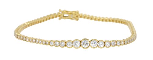 Bracelets 18ct Yellow Gold Rub Over 2ct 57pts Diamond Set Tennis Bracelet