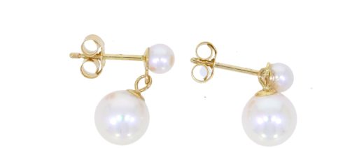 Diamond & Gold Jewellery 9ct Cultured 4/7mm Pearl Double Drop Earrings