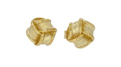 Diamond & Gold Jewellery 9ct Yellow Gold Ribbon Design Stud Earrings