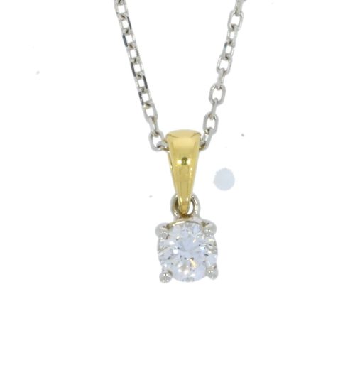 Diamond & Gold Jewellery 18ct White Gold 25pts Diamond Pendant & Chain Secondhand