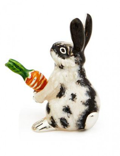 Domestic Pets Saturno Sterling Silver & Enamel Large Rabbit & Carrot