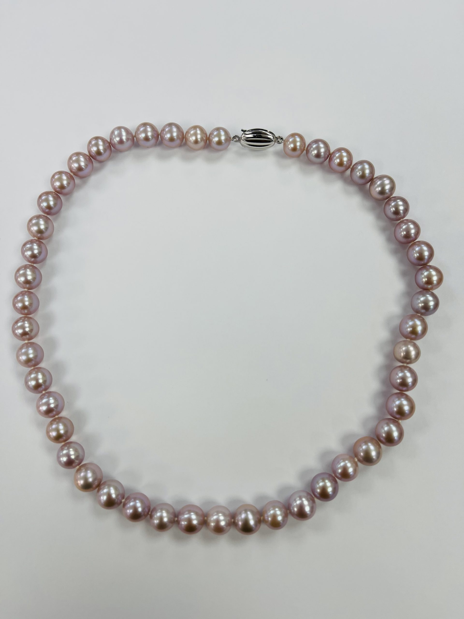 Diamond & Gold Jewellery Pink Freshwater 9-9.5mm Cultured Pearls with 9ct White Gold Clasp