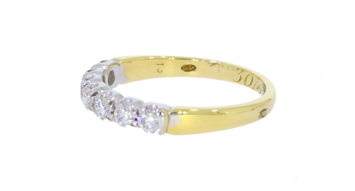 Diamond & Gold Jewellery 18ct Yellow & White Gold 7 Stone 40pts Diamond Half Hoop Ring