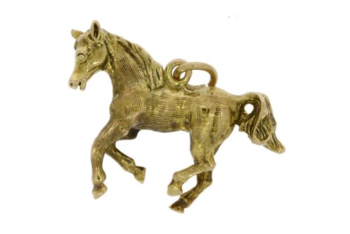 Equestrian Jewellery Collection 9ct Yellow Gold Solid Galloping Horse Pendant Secondhand
