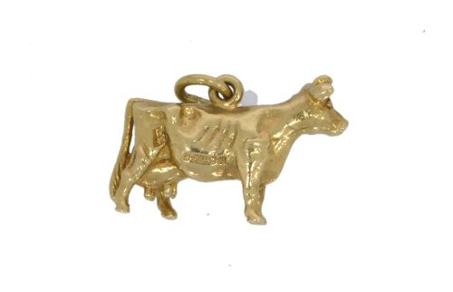 Diamond & Gold Jewellery 9ct Yellow Gold Solid Cow Pendant Charm Secondhand