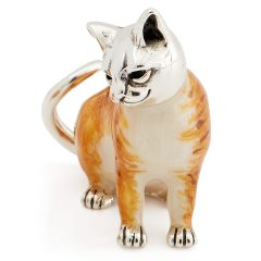 Domestic Pets Saturno Sterling Silver & Enamel Large Sitting Ginger Cat