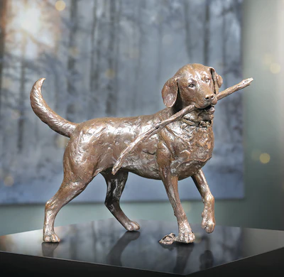 Bronze Sculptures Solid Bronze Faithful Friend Labrador Dog (1085) by Michael Simpson