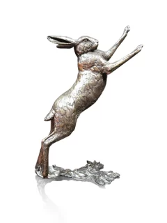 British Wildlife Solid Bronze Large Hare Boxing (1161) by Michael Simpson