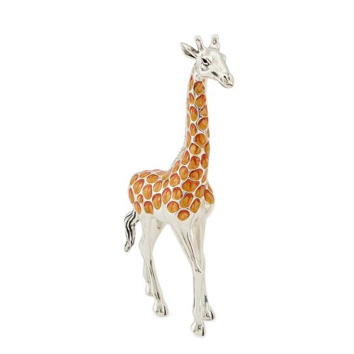 International Wildlife Saturno Sterling Silver & Enamel Medium Giraffe Wildlife Figurine