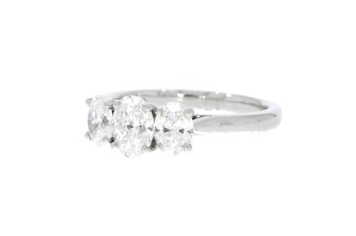 Diamond & Gold Jewellery 1ct 50pts GIA Certificated Three Stone Oval Diamond Ring