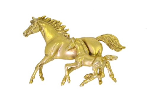Brooches 9ct Yellow Gold Mare & Foal Brooch Secondhand