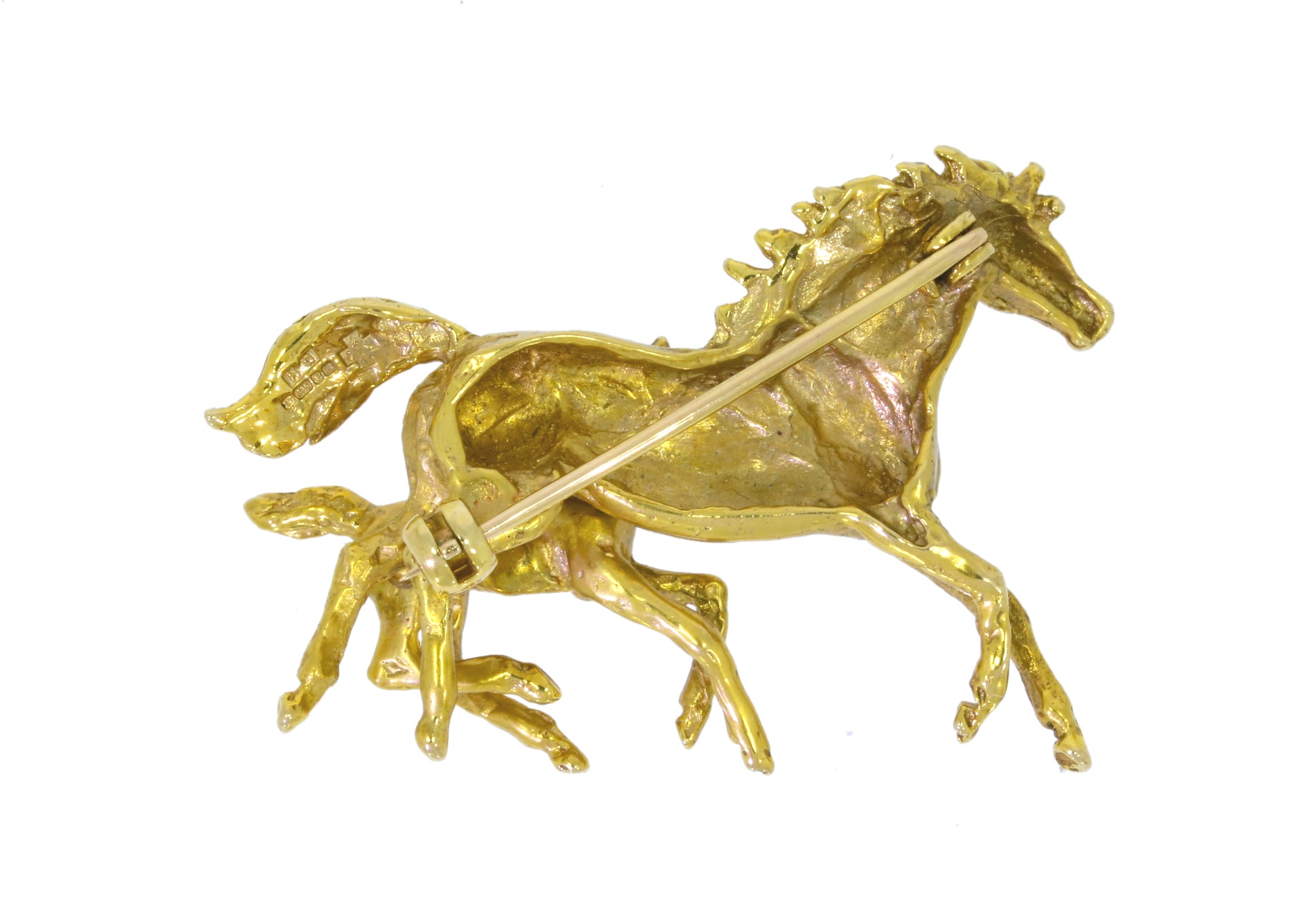 Brooches 9ct Yellow Gold Mare & Foal Brooch Secondhand
