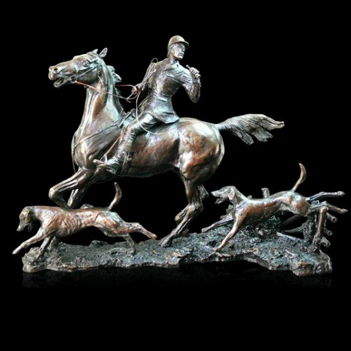 Bronze Sculptures Solid Bronze Doubling the Horn (819) Hunt Scene by David Geenty