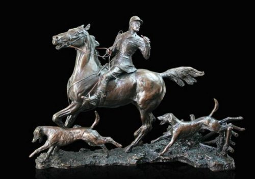 Bronze Sculptures Solid Bronze Doubling the Horn (819) Hunt Scene by David Geenty
