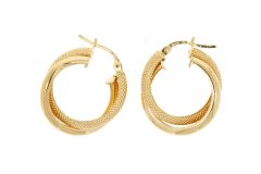 Diamond & Gold Jewellery 9ct Yellow Gold Wedding Hoop Patterned & Plain Design Earrings