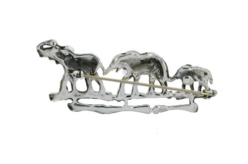 Brooches Sterling Silver Three Elephant Brooch