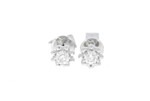 Diamond & Gold Jewellery 13pts Diamond Solitaire Stud Earrings 9ct White Gold