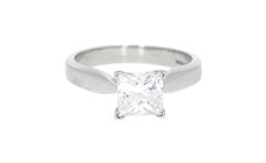 Diamond & Gold Jewellery 1ct 04pts Princess Cut Diamond Solitaire Ring GIA Cert Secondhand