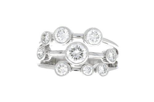 Diamond & Gold Jewellery 1ct 50pts Platinum Nine Stone Diamond Bubble Ring
