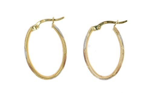 Diamond & Gold Jewellery 9ct Rose /Yellow & White Gold  Hoop Earrings