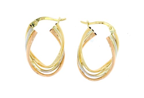 Diamond & Gold Jewellery 9ct White/Rose/Yellow Gold Twist Hoop Earrings